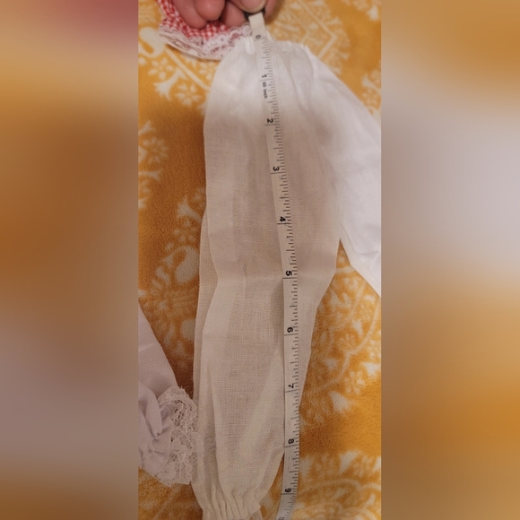 Vintage 60's Doll Dress And Bonnet With Accessories Red And White Checkered - Picture 12 of 16